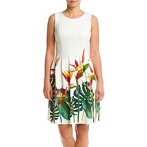 White Calvin Klein Fit And Flare Dress Womens Size 10